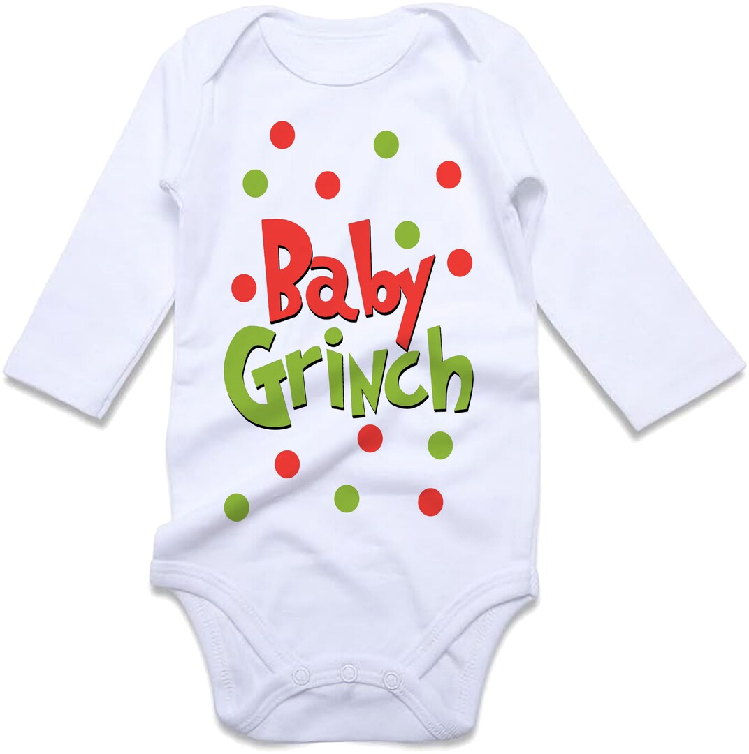 Baby Grinch Onesie The Grinch Baby Onesie Christmas Onesie White Organic Cotton Onesie Long Sleeve and Short Sleeve, size: 0-3 months onesie